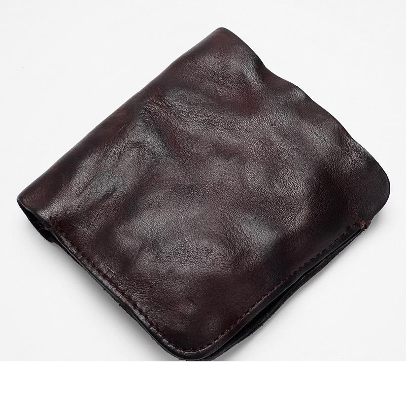 Dark Brown Handmade Leather Mens Bifold Small Wallet Brown billfold Wallet Card Wallet For Men - imessengerbags