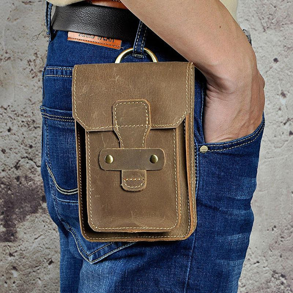 Leather Mens Cigarette Cases with Belt Loop Cell Phone Holster Belt Pouch for Men - imessengerbags