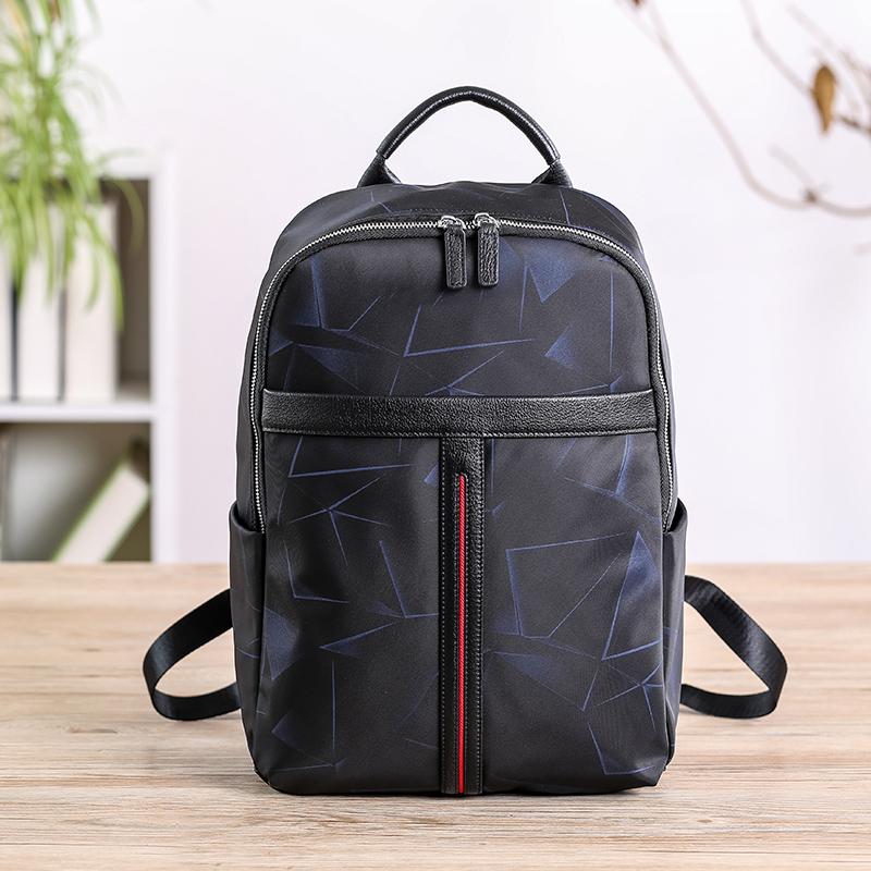 Cool Black Nylon Backpack Men's 14 inches Waterproof Backpack School Backpack For Men