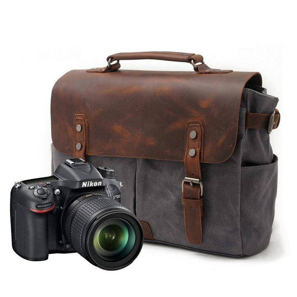 Mens Waxed Canvas Camera Side Bag Camera Messenger Bag Courier Bag Camera Shoulder Bag for Men