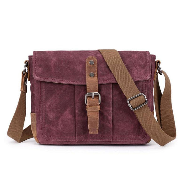 Mens Waxed Canvas Small Side Bag Messenger Bag Canvas Courier Bags for Men