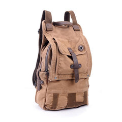 Canvas Black Mens Hiking Backpack Large Khaki School Backpack Canvas Travel Backpack For Men - imessengerbags