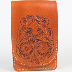 Handmade Tooled Leather Carp Mens Belt Pouch Waist Bag Belt Phone Bag Mobile Bag For Men - imessengerbags