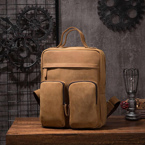 Cool Vintage Mens Leather School Backpack Satchel Backpack Leather Travel Backpack for Men - imessengerbags