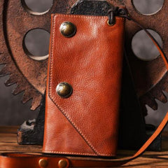 Handmade Mens Cool Leather Chain Wallet Biker Trucker Wallet with Chain for Men - imessengerbags