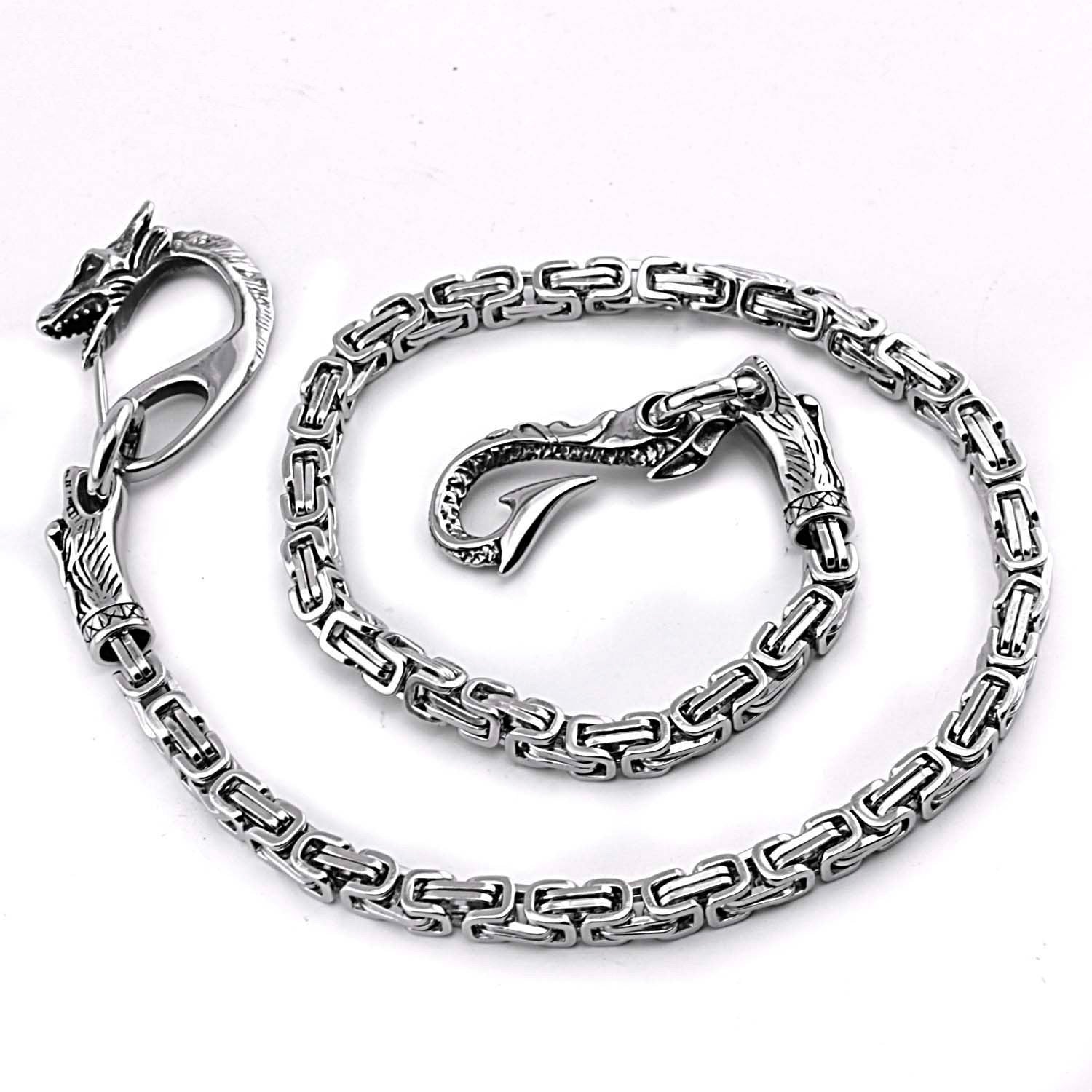 Cool Silver Dragon Stainless Steel Wallet CHain Long Biker Wallet CHain Jeans Chain Jean Chain For Men - imessengerbags