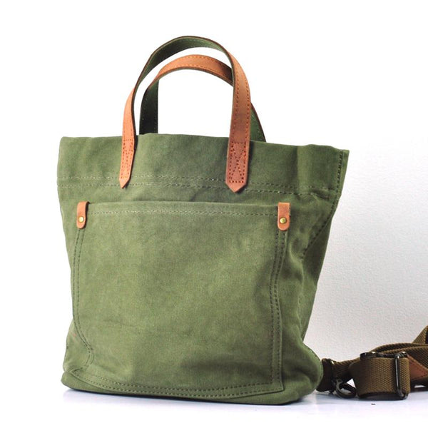 Simple Leather Canvas Womens Mens Small Tote Shoulder Bag Messenger Bag Canvas Handbag For Men Women - imessengerbags