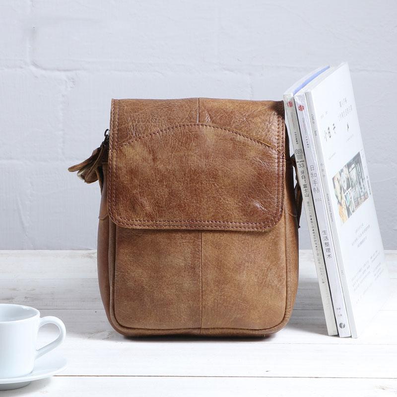 Cool Vintage Leather Small Mens Messenger Bags Shoulder Bags for Men