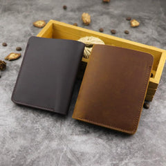 Cool Leather Mens Small Vertical Bifold Wallet billfold Wallet Horizontal Front Pocket Wallets for Men - imessengerbags