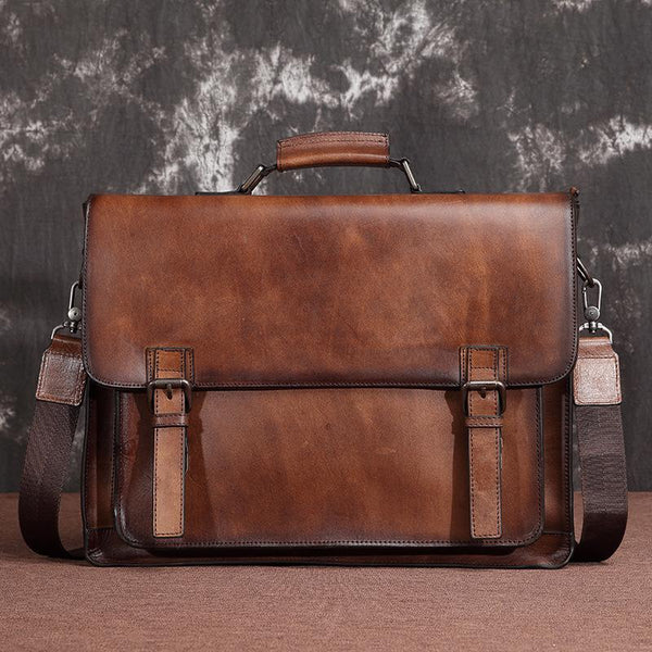 Brown Leather Men's Professional Briefcase 14‘’ Laptop Handbag Black Business Bag Messenger Bag For Men