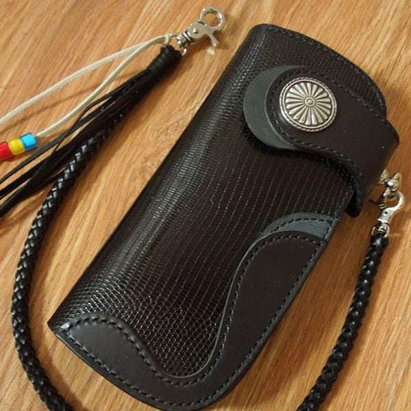 Handmade Leather Biker Wallet Mens Cool Chain Wallet Trucker Wallet with Chain - imessengerbags