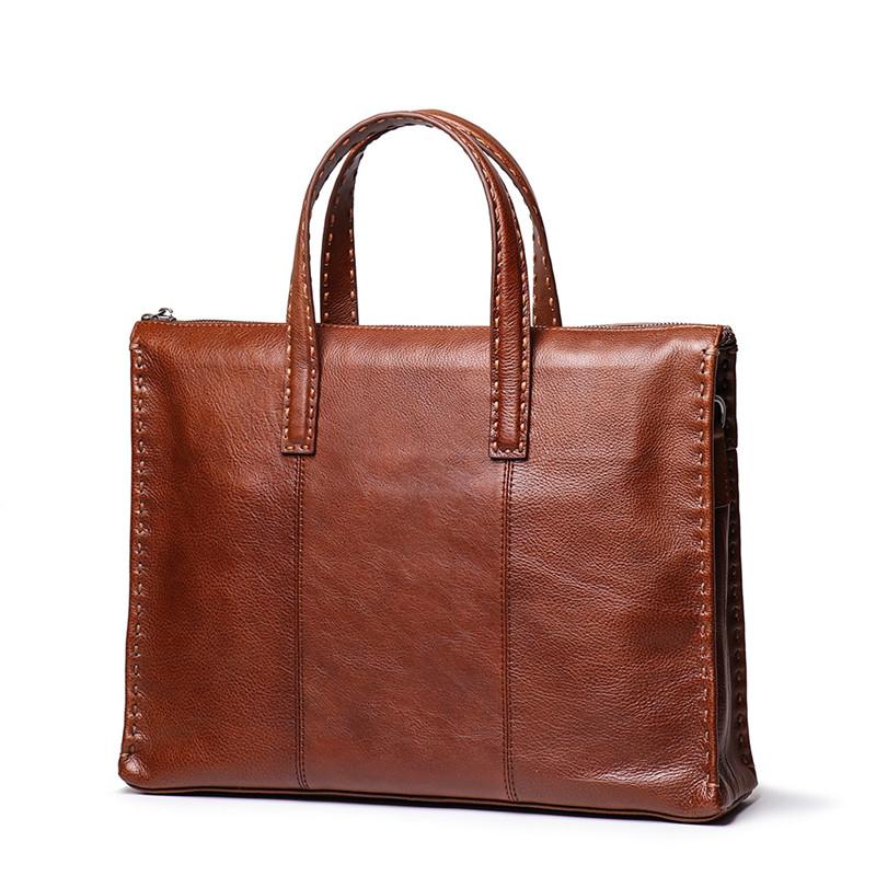 Classy Brown Leather Men's Professional Briefcase 14‘’ Laptop Briefcase For Men - imessengerbags