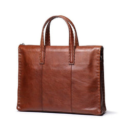 Classy Brown Leather Men's Professional Briefcase 14‘’ Laptop Briefcase For Men - imessengerbags