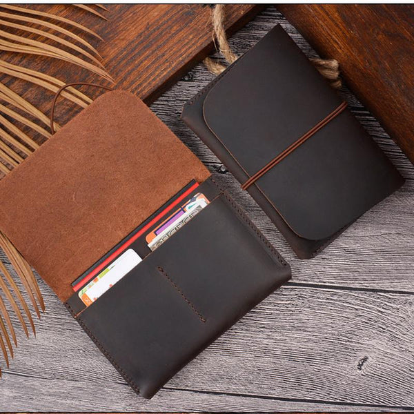 Vintage Brown Leather Men's Passport Wallet Black Travel Wallet Card Wallet For Men - imessengerbags