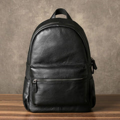 Genuine Leather Mens Cool Backpack Sling Bag Large Black Travel Bag Hiking Bag for men - imessengerbags
