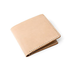 Handmade Beige Leather Mens billfold Wallet Bifold Front Pocket Small Wallet For Men - imessengerbags