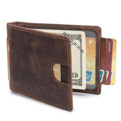 RFID Leather Slim Mens Small Wallet billfold Bifold Wallet Front Pocket Wallet for Men - imessengerbags