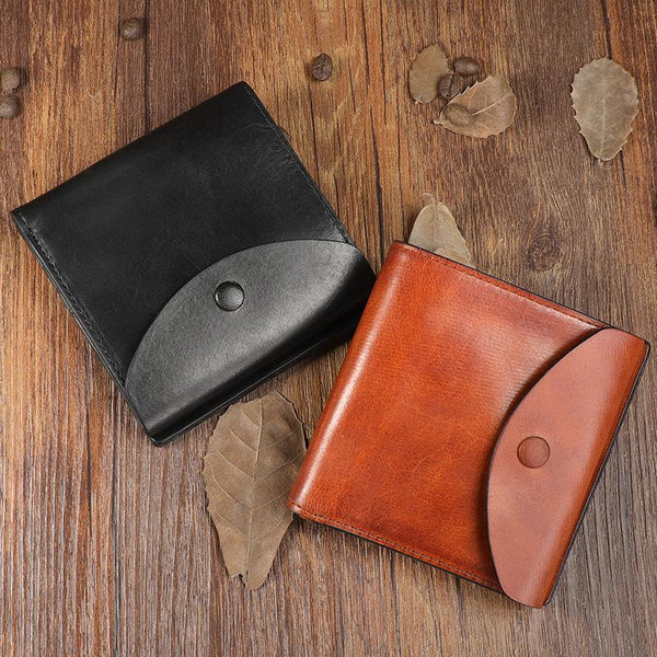 Handmade Mens Cool Black billfold Leather Wallet Men Trifold Brown Card Wallets for Men - imessengerbags
