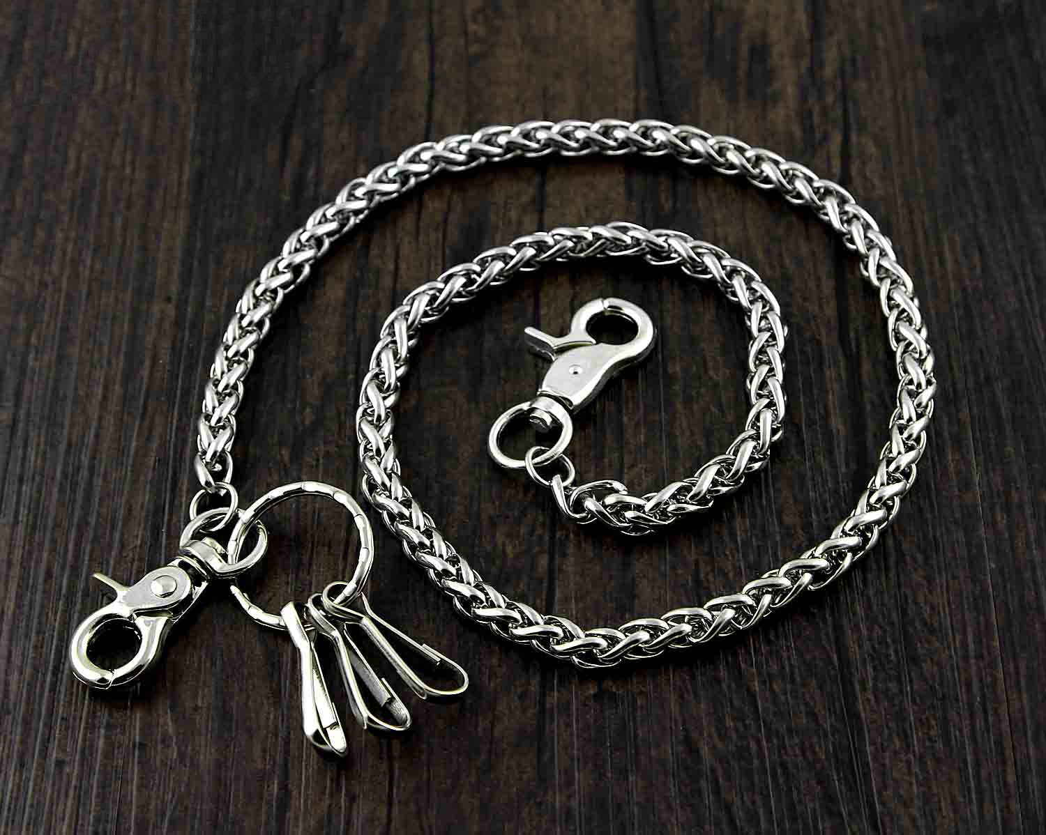 BADASS SILVER STAINLESS STEEL MENS KEY BIKER WALLET CHAIN CHAIN PANTS CHAIN WALLET CHAIN FOR MEN