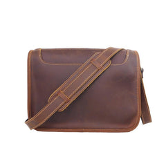 Handmade Dark Coffee Leather Mens 10 inches Courier Bag Brown Messenger Bags Dark Brown Postman Bags For Men - imessengerbags