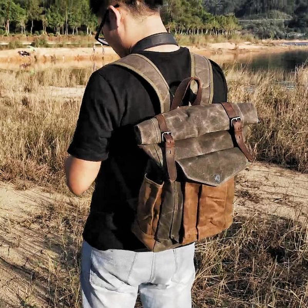 Cool Canvas Retro Mens Large Waterproof Travel Bag Computer Bag Student Backpack for Men - imessengerbags