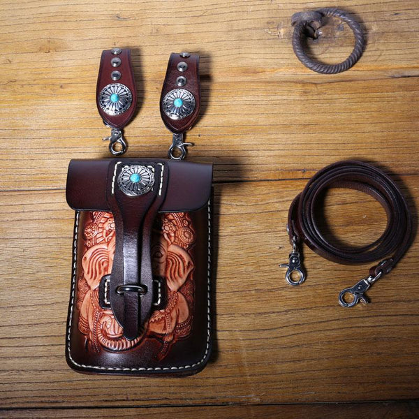 Leather Belt Pouch Mens Small Cases Waist Bag Hip Pack Belt Bag Fanny Pack Bumbag for Men - imessengerbags