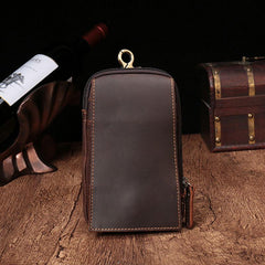Small Mens Leather CELL PHONE HOLSTER Belt Bag Belt Pouch Waist Bag For Men - imessengerbags