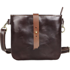 Black Leather Mens Casual Small Courier Bags Messenger Bags Belt Bag Postman Bag For Men - imessengerbags