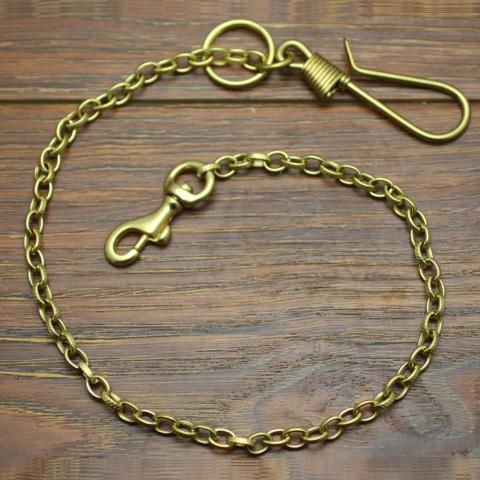 Cool Men's Handmade Gold Brass U Hook Pants Chain Biker Wallet Chain For Men