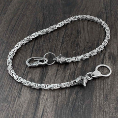 Wolf Head Stainless Steel Heavy STAINLESS STEEL Pants Chain Wallet Chain Double Chain For Men - imessengerbags