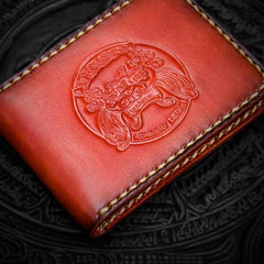 Handmade Leather License Wallet Tooled Mens billfold Wallet Cool Leather Wallet Slim Wallet for Men - imessengerbags