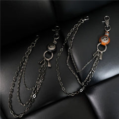 Cool Men's Silver Star Triple Pants Leather Head Chain Punk Wallet Chain For Men - imessengerbags