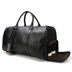 Cool Black Large Leather Men's Overnight Bag Weekender Bag Travel Luggage Bag For Men