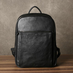 Genuine Leather Mens Cool Backpack Sling Bag Large Black Travel Bag Hiking Bag for men - imessengerbags