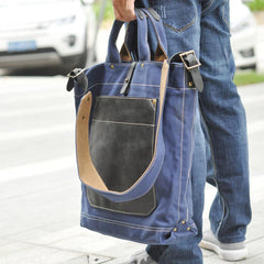 White Canvas Leather Mens Tote Handbags Messenger Bag Khaki Shoulder Tote Bag For Men and Women - imessengerbags