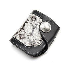 Black Leather Mens billfold Biker Wallet Bifold Small Biker Chain Wallet For Men - imessengerbags