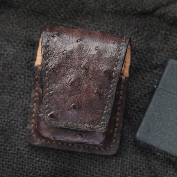 Cool Coffee Leather Mens Zippo Lighter Cases With Belt Loop Handmade Lighter Holders For Men