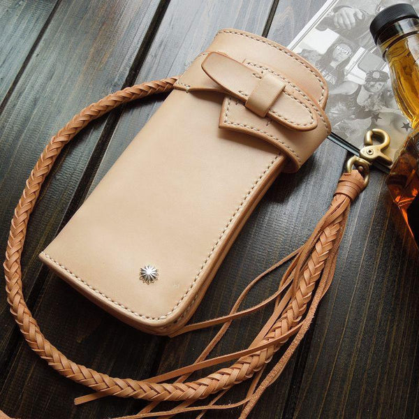 Handmade Leather Biker Wallet Mens Cool Chain Wallet Trucker Wallet with Chain - imessengerbags