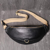 Black Leather Fanny Pack Men's Black Chest Bag Leather Hip Bag Leather Belt Bag For Men