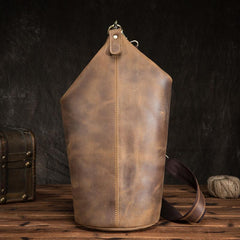 Cool Mens Leather Barrel Large Sling Bag