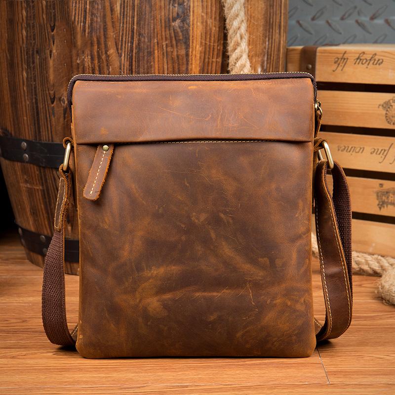 Brown Leather Small Small Saddle Messenger Bag Mini Shoulder Bag Side –  imessengerbags