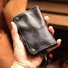Cool Black Leather Mens billfold Key Wallet Bifold Brown Small Key Wallet Key Holder For Men - imessengerbags