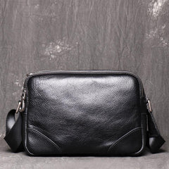 Black LEATHER MENS Small SIDE BAGS COURIER BAG Black MESSENGER BAG FOR MEN