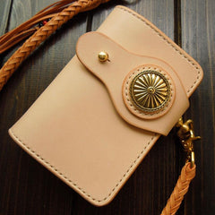 Handmade Leather Biker Wallet Mens Cool Short Chain Wallet Trucker Wallet with Chain