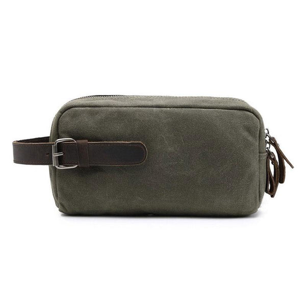 Cool Waxed Canvas Leather Mens Zipper Wristlet Bag Vintage Clutch Zipper Bag for Men - imessengerbags