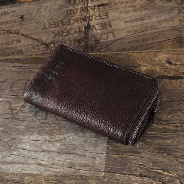 Handmade Genuine Leather Mens Cool Slim Leather Wallet Men Small Wallets Bifold for Men - imessengerbags