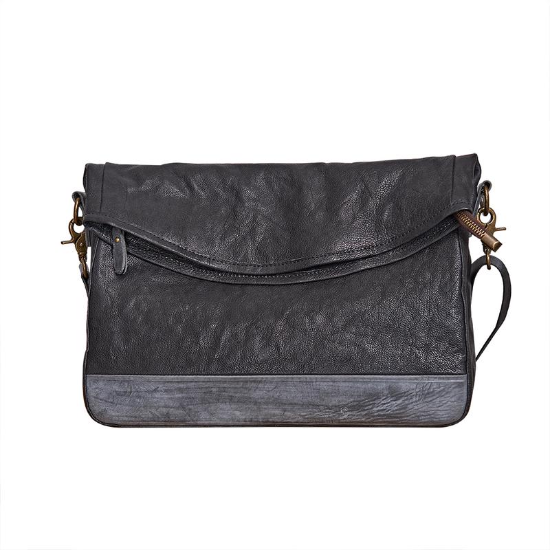 Cool Mens Black Leather Courier Bags Side Bags Leather Messenger Bags Postman Bag for Men - imessengerbags