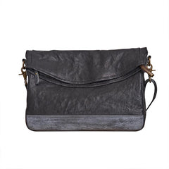Cool Mens Black Leather Courier Bags Side Bags Leather Messenger Bags Postman Bag for Men - imessengerbags