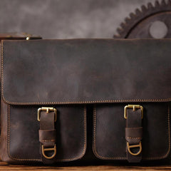 Handmade Leather Mens Cool Shoulder Bag Messenger Bag Chest Bag Bike Bag Cycling Bag for men - imessengerbags