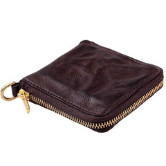 Cool Black Leather Mens billfold Biker Chain Wallet Coffee Bifold Zipper Biker Chain Wallet For Men - imessengerbags